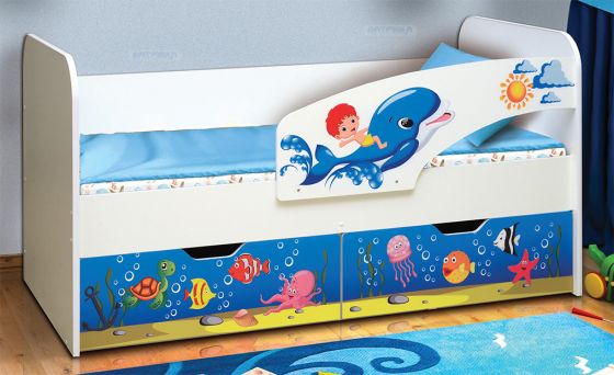 Кровать детская с фотопечатью "Дельфин"