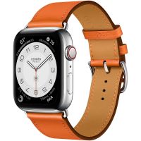 Часы Apple Watch Hermès Series 6 GPS + Cellular 40mm Silver Stainless Steel Case with Orange Swift Leather Single Tour