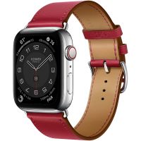 Часы Apple Watch Hermès Series 6 GPS + Cellular 40mm Silver Stainless Steel Case with Rouge Piment Swift Leather Single Tour