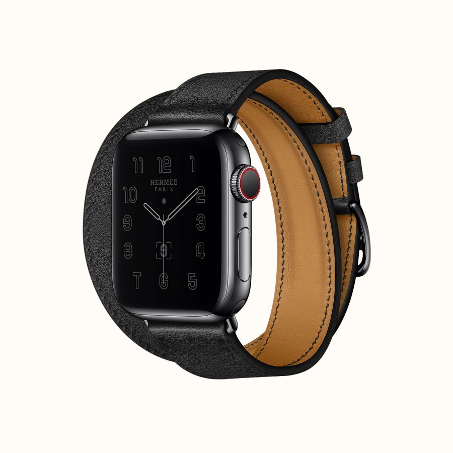 Часы Apple Watch Hermès Series 6 GPS + Cellular 40mm Space Black Stainless Steel Case with Noir Leather Swift Double Tour