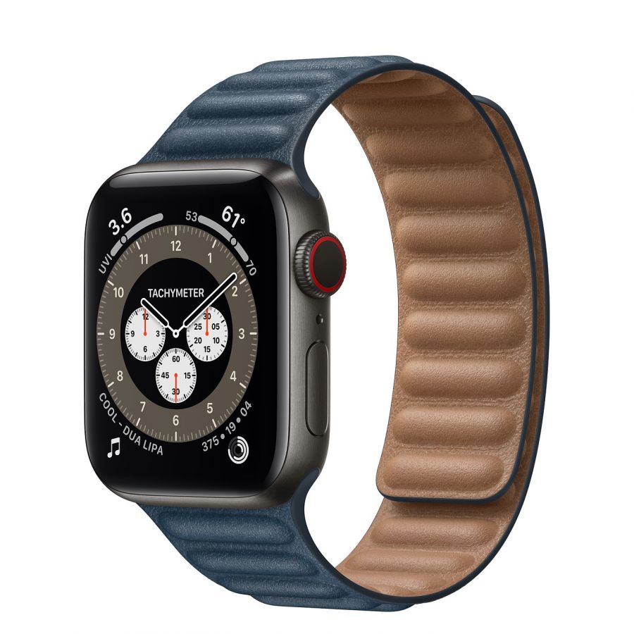 Часы Apple Watch Edition Series 6 GPS + Cellular 40mm Space Black Titanium Case with Leather Link Baltic Blue Leather Link