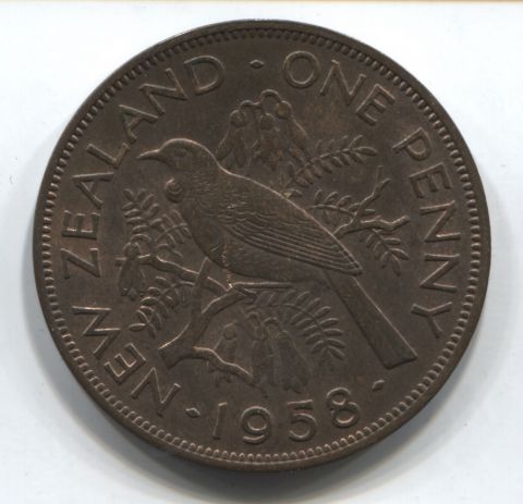 1 пенни 1958 Новая Зеландия XF