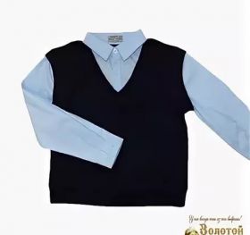 Рубашка для мальчика для школы с жилеткой (имитация)