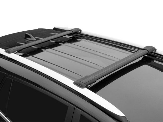 Багажник на рейлинги Kia Mohave, Lux Hunter L46-B, черный, крыловидные аэродуги