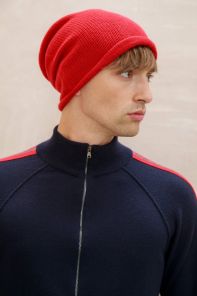 Кашемировая мягкая классическая тонкая шапка-бини "Джерси", алый цвет Jersey Hat CLASSIC RED