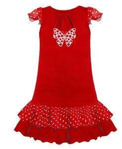 78631-ДЛ17 Платье красного цвета для девочки на лето с декором из шифона Радуга-дети