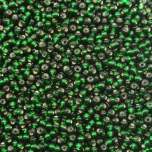 Бисер чешский 57150 темно-зеленый прозрачный серебряная линия внутри Preciosa 1 сорт