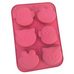 Силиконовые формы для выпечки (обезьяна, лягушка, сова), 6 ячеек, цвет Розовый | Формы для запекания и выпечки