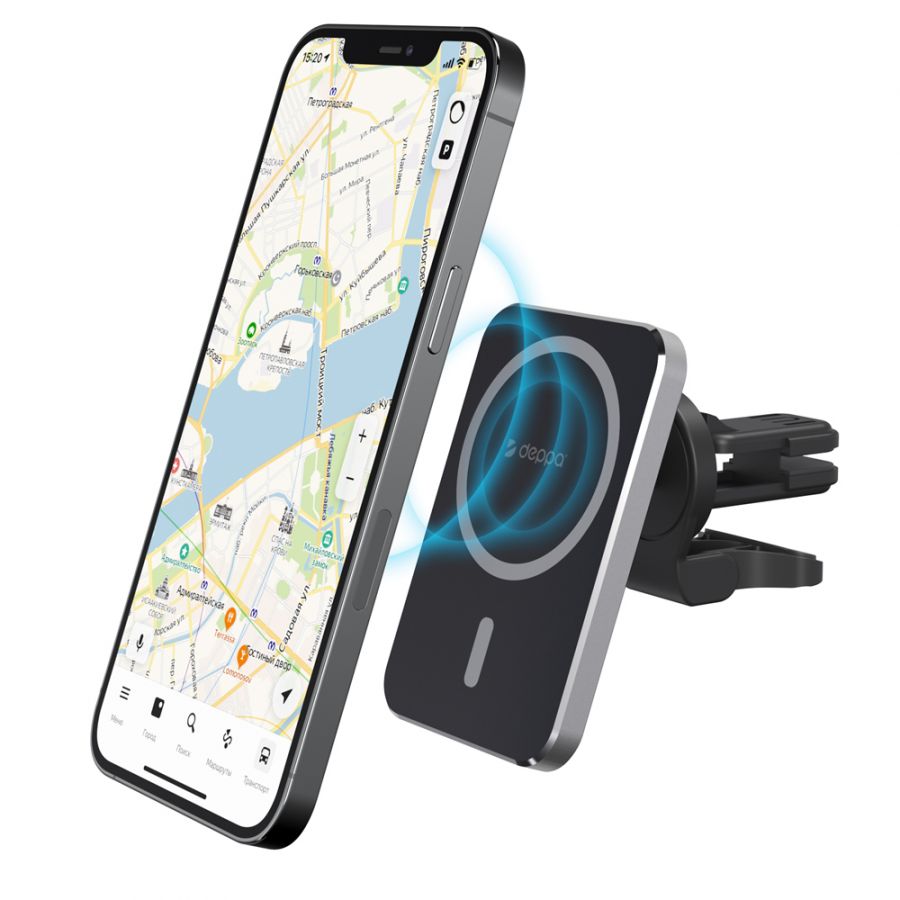 Автомобильный держатель Deppa Mage Safe Qi для iPhone, магнитный в решетку