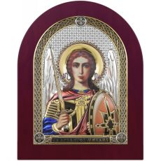 Икона Архангел Михаил цветная эмаль с деревянной рамкой
