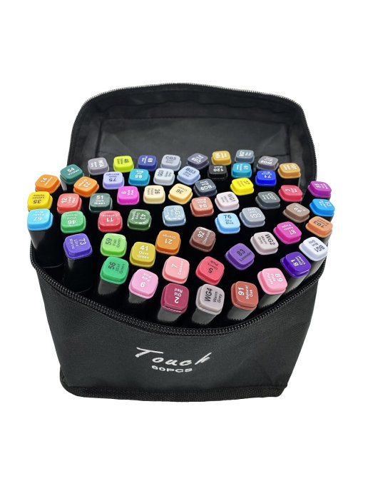 Фломастеры маркеры двусторонние для скетчинга Touch Cool 60 цветов