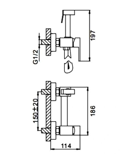 Черный гигиенический душ Frap F7504-6