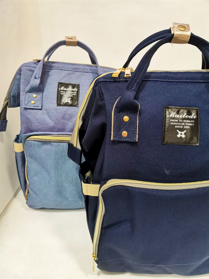 Сумка-рюкзак для мам тем синий с USB
