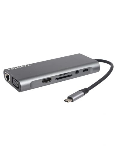 Хаб PALMEXX 11в1 USB-C to HDMI+VGA+4*USB3.0+USBC+CR+AUX+LAN