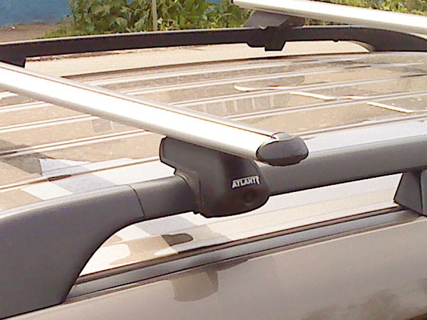 Багажник на рейлинги Mitsubishi Pajero Sport 2008-16, Атлант, аэродинамические дуги