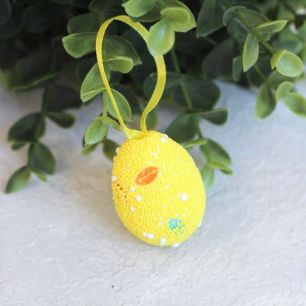 Пасхальный декор "Желтое яйцо с лентой" 3*4 см