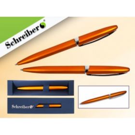 Ручка шариковая в футляре, оранжевый цвет корпуса, синие чернила (арт. S 3527)