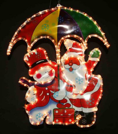 Фигура "Дед Мороз с зонтиком и Снеговик" (65х55 см)