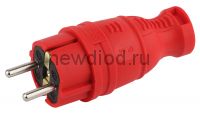 V8-RED-IP44 ЭРА Вилка каучуковая з/з прямая 16A IP44 красная