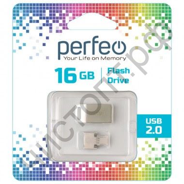 флэш-карта Perfeo 16GB M05 Metal Series + OTG reader (micro USB) ( в порт смартфона)