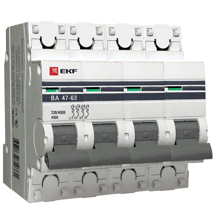 Автоматический выключатель ВА47-63, 4P 63А (C) 4,5kA EKF PROxima