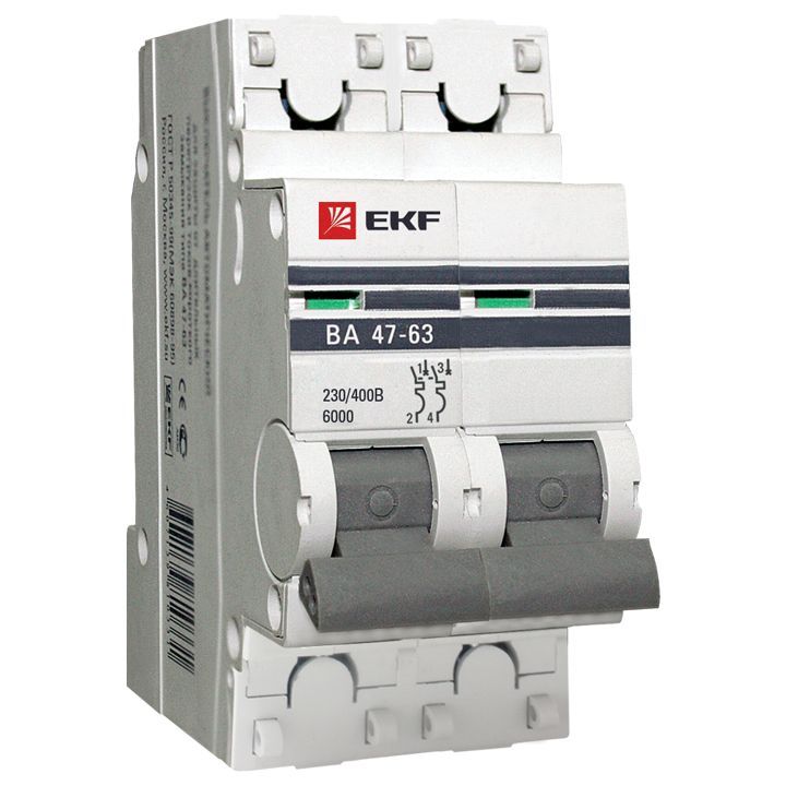 Автоматический выключатель ВА47-63 6кА, 2P 20А (C) EKF PROxima