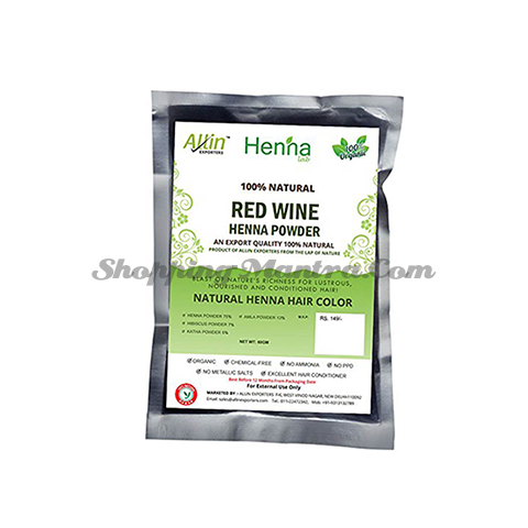 Краска на основе хны (красное вино) Аллин Экспортерс | Allin Exporters Red Wine Henna Hair Color