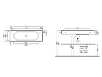 Подвесная/мебельная накладная раковина Hatria Area 110х35 схема 1