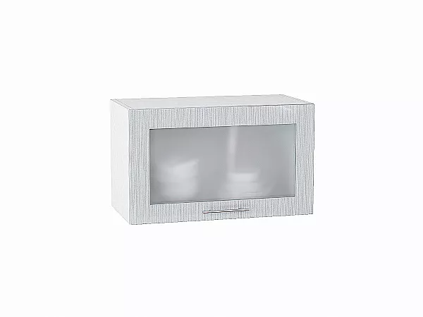 Шкаф верхний Валерия ВГ610 со стеклом (серый металлик дождь)