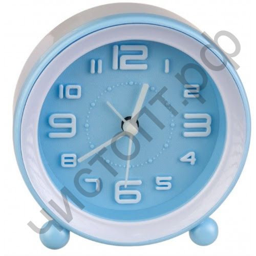 Часы -будильник настол. Perfeo Quartz "PF-TC-007", круглые диам. 10,5 см, синие
