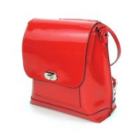 Красная лаковая кожаная сумка-рюкзак  "Элис"