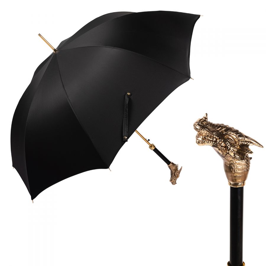 Зонт-трость Pasotti Drago Gold Oxford Black