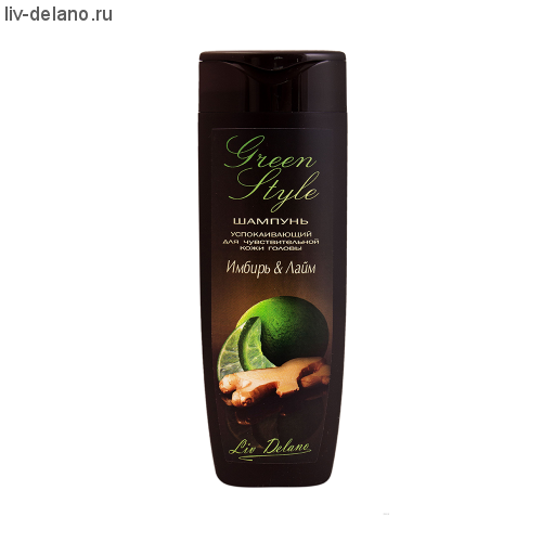 Успокаивающий шампунь "Имбирь&Лайм" для чувствительной кожи головы, 400г Green Style