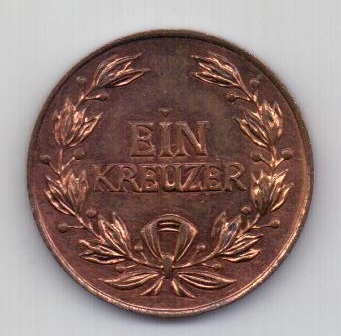 1 крейцер 1960 Баден UNC Германия