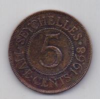 5 центов 1968 Сейшелы XF Великобритания
