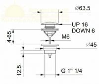 Донный клапан для раковины Fantini Nostromo 8435 схема 1