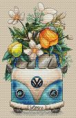 "Hippie van". Digital cross stitch pattern.