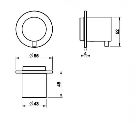 Запорный кран для термостатического смесителя Gessi 54564 схема 1