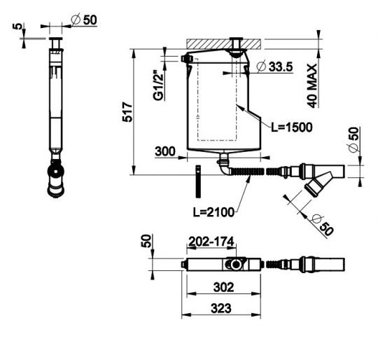 Внутренний механизм для смесителя на ванну Gessi Anello 01786 схема 1