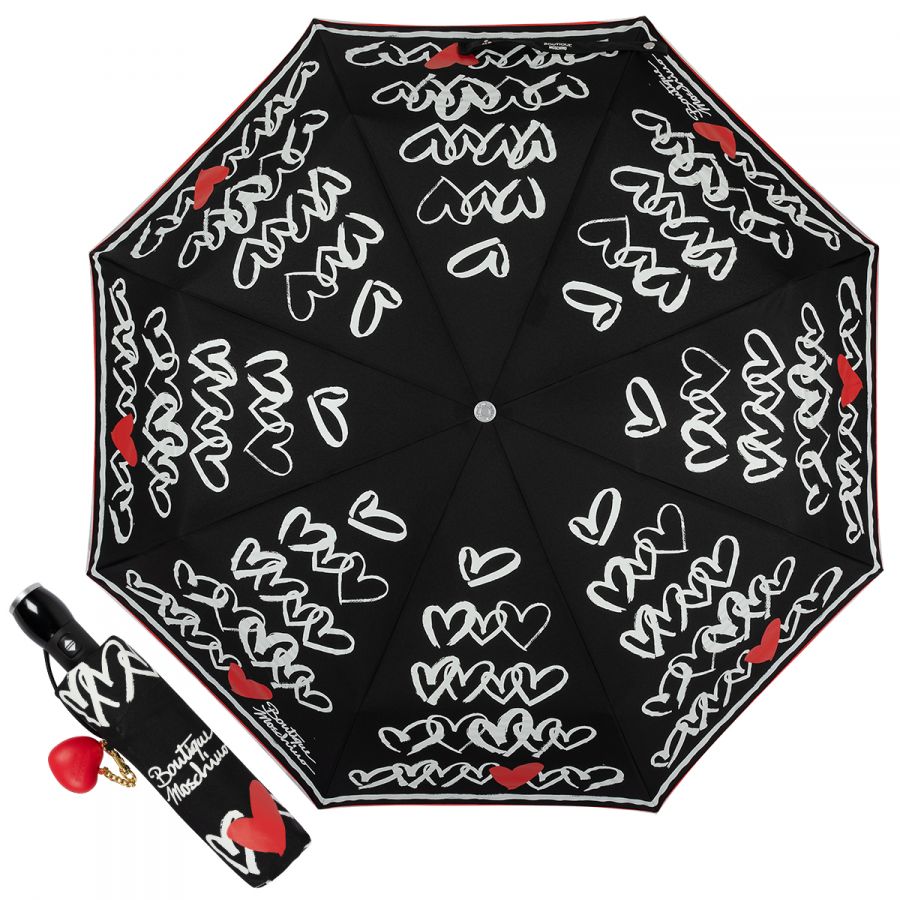 Зонт складной Moschino 7923-OCA Hearts Black