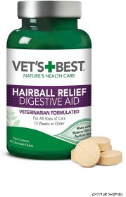 Vet's Best Hairball Relief Digestive Aid For Cats 60 жевательных таблеток