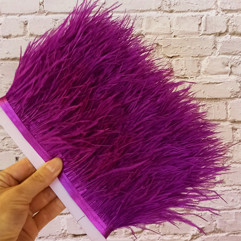 Перья фиолетовые, лента страусиная для творчества и рукоделия с бесплатной доставкой, арт PS054,  длина пера 7-11 см