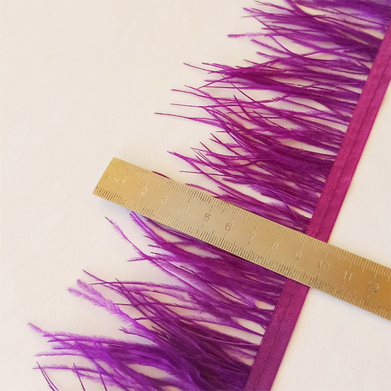Перья фиолетовые, лента страусиная для творчества и рукоделия с бесплатной доставкой, арт PS054,  длина пера 7-11 см