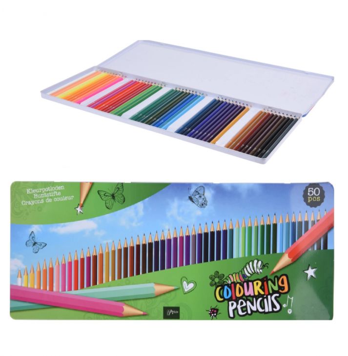 Цветные карандаши artista в жестяной коробке 50 шт