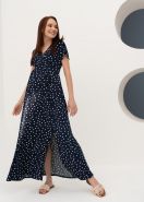 Платье "Лианель" для беременных и кормящих; синий/горох
