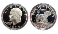 США 1 ДОЛЛАР СЕРЕБРО 1974 Proof МОНЕТНЫЙ ДВОР S ЭЙЗЕНХАУЭР ШАЙБА