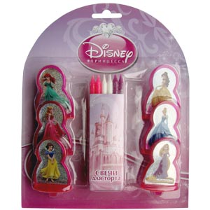 Принцессы Диснея набор свечей с 6 пластиковыми фигурками