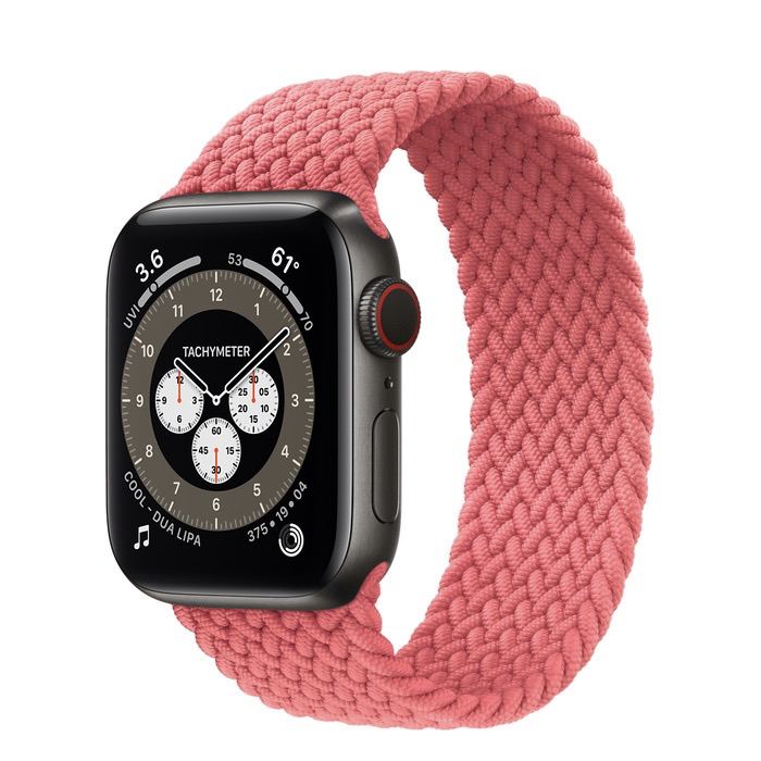 Часы Apple Watch Edition Series 6 GPS + Cellular 40mm Space Black Titanium Case with Pink Punch Braided Solo Loop