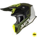 Just1 J18+MIPS Pulsar Army Green Black White шлем для мотокросса и эндуро