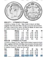 5 франков 1933 Бельгия DER BELGEN: цена в $  по каталогу Краузе